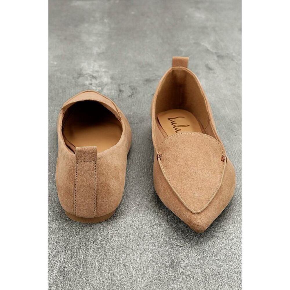 Lulus Emmy Camel Suede Pointed Loafers Beige - Size 10